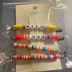 cara NEW YORK 8 Beaded HAIR CLIPS Multicolor WILD LOVE Good Vibes NEW
